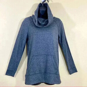 Lou & Grey Heather Gray Funnel Neck Kangaroo Pocket Banded Waist Size XS